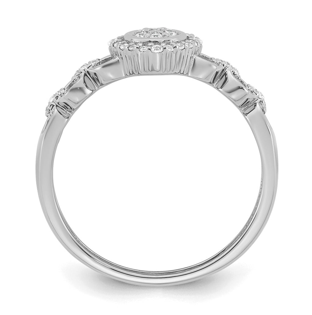 14K Yellow Or White Gold Complete Diamond Round Cluster Halo Engagement Ring