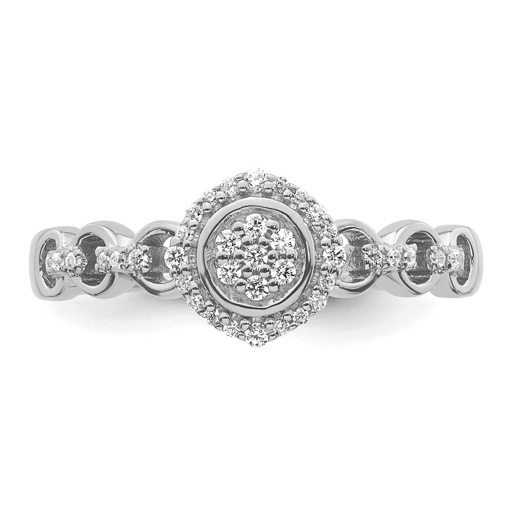 14K Yellow Or White Gold Complete Diamond Round Cluster Halo Engagement Ring