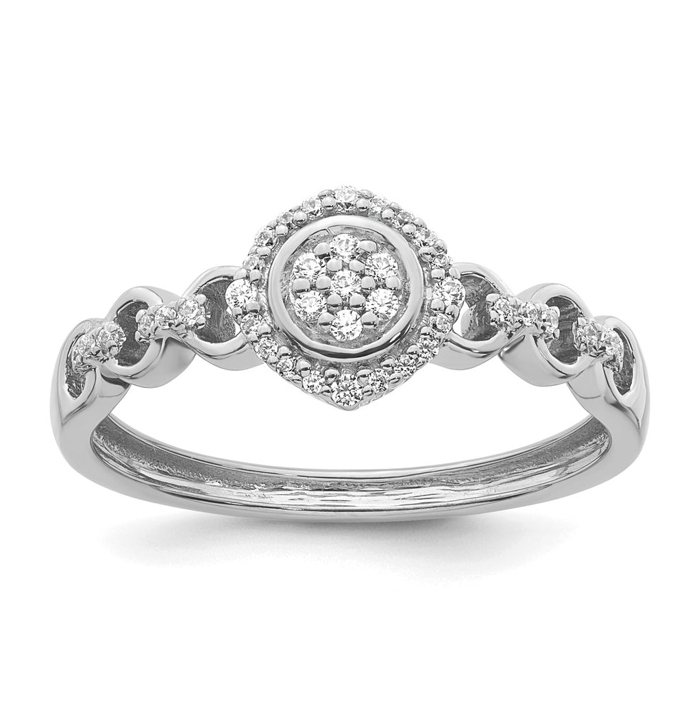 14K Yellow Or White Gold Complete Diamond Round Cluster Halo Engagement Ring