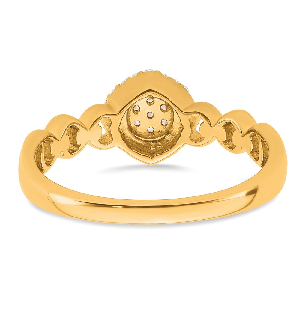 14K Yellow Or White Gold Complete Diamond Round Cluster Halo Engagement Ring