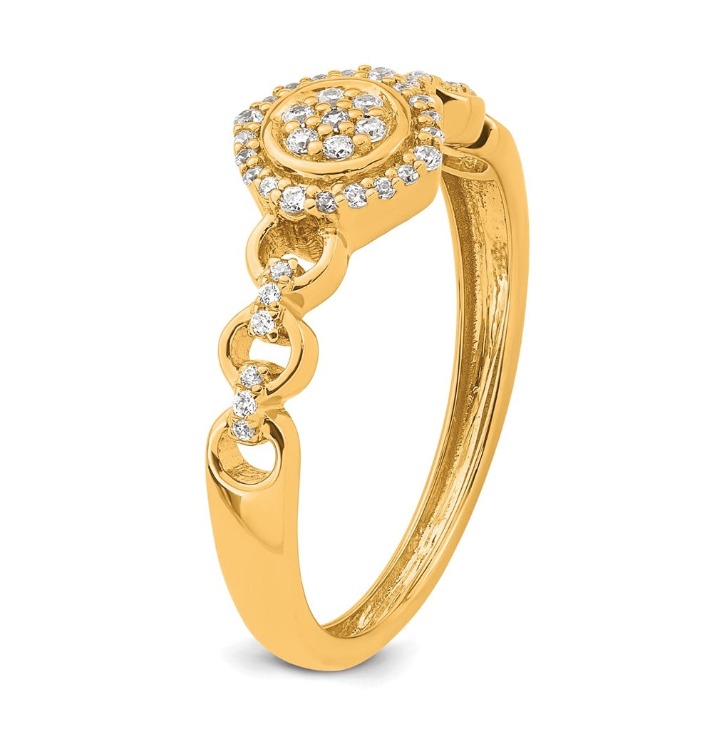 14K Yellow Or White Gold Complete Diamond Round Cluster Halo Engagement Ring