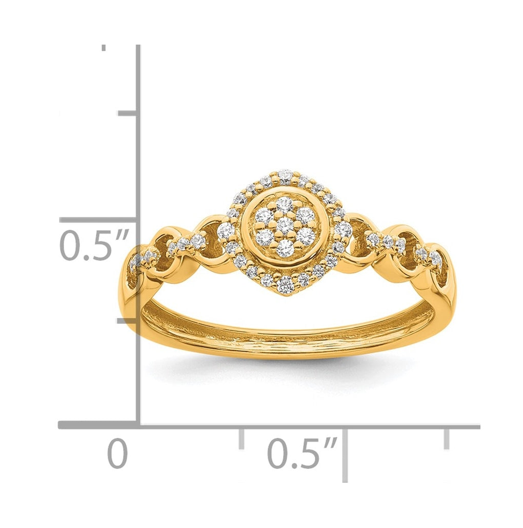 14K Yellow Or White Gold Complete Diamond Round Cluster Halo Engagement Ring