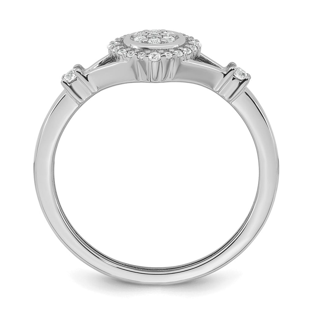 14K Yellow Or White Gold Complete Diamond Round Cluster Halo Engagement Ring