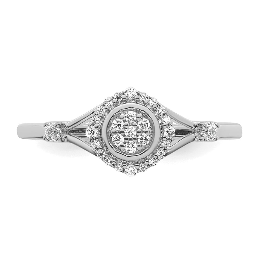 14K Yellow Or White Gold Complete Diamond Round Cluster Halo Engagement Ring
