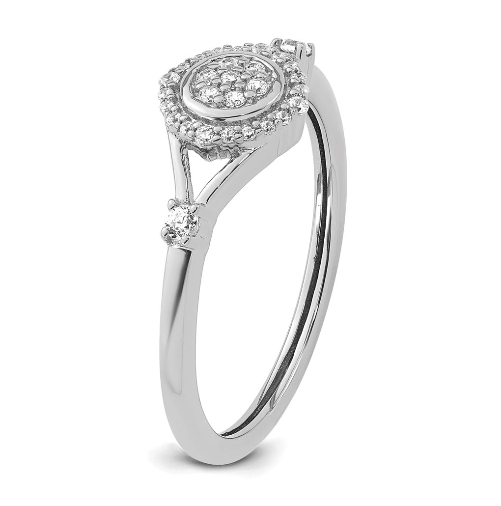 14K Yellow Or White Gold Complete Diamond Round Cluster Halo Engagement Ring