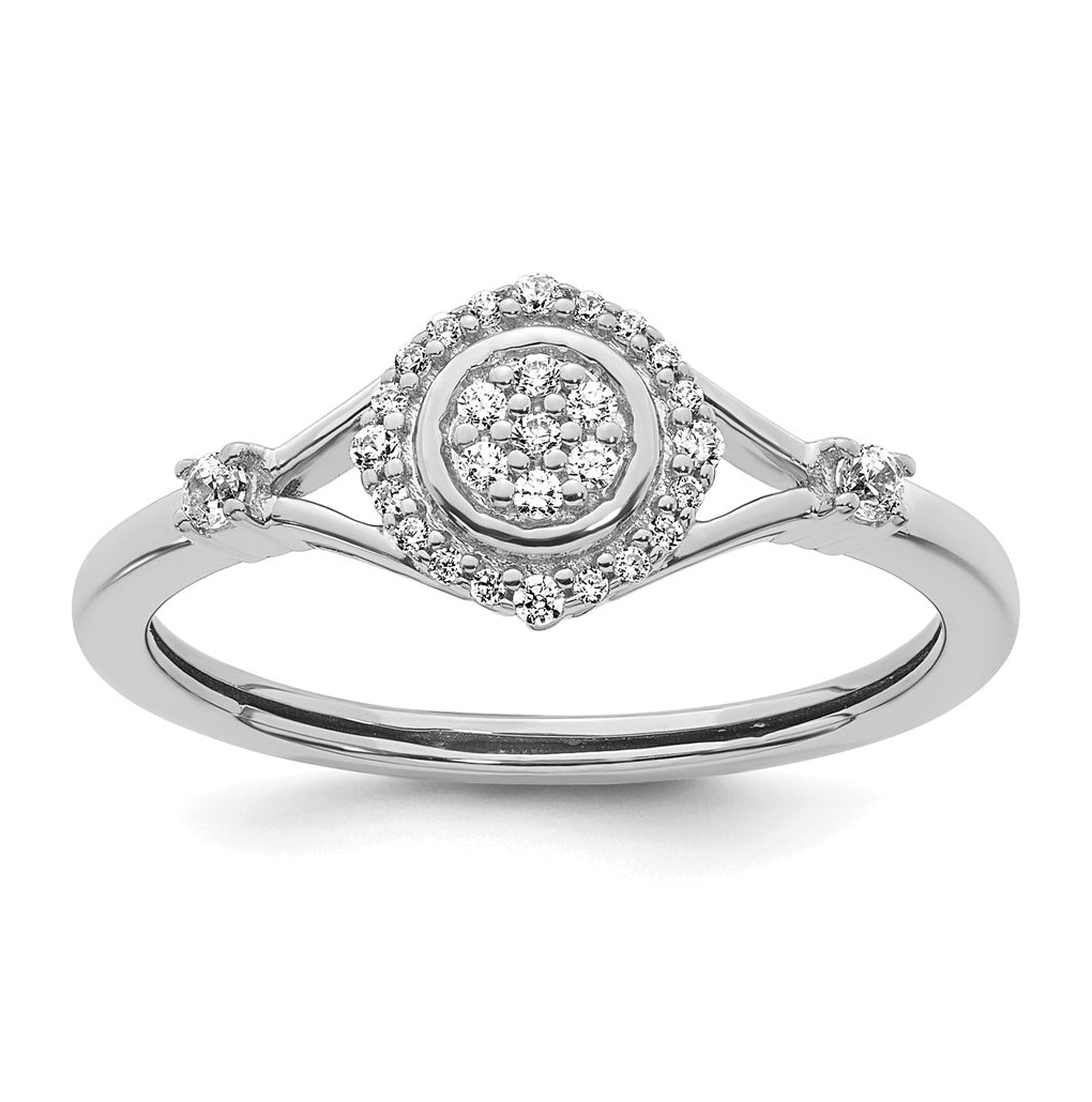 14K Yellow Or White Gold Complete Diamond Round Cluster Halo Engagement Ring