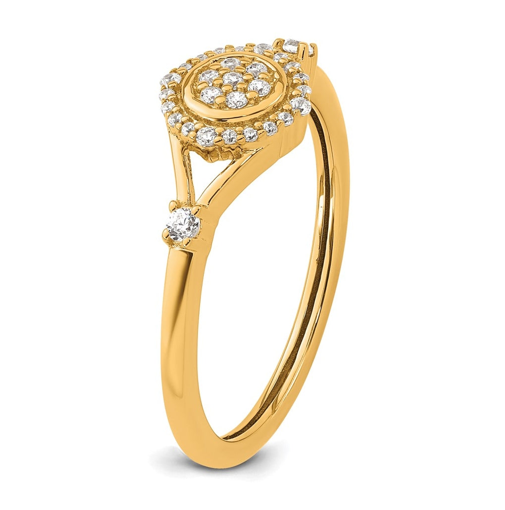 14K Yellow Or White Gold Complete Diamond Round Cluster Halo Engagement Ring