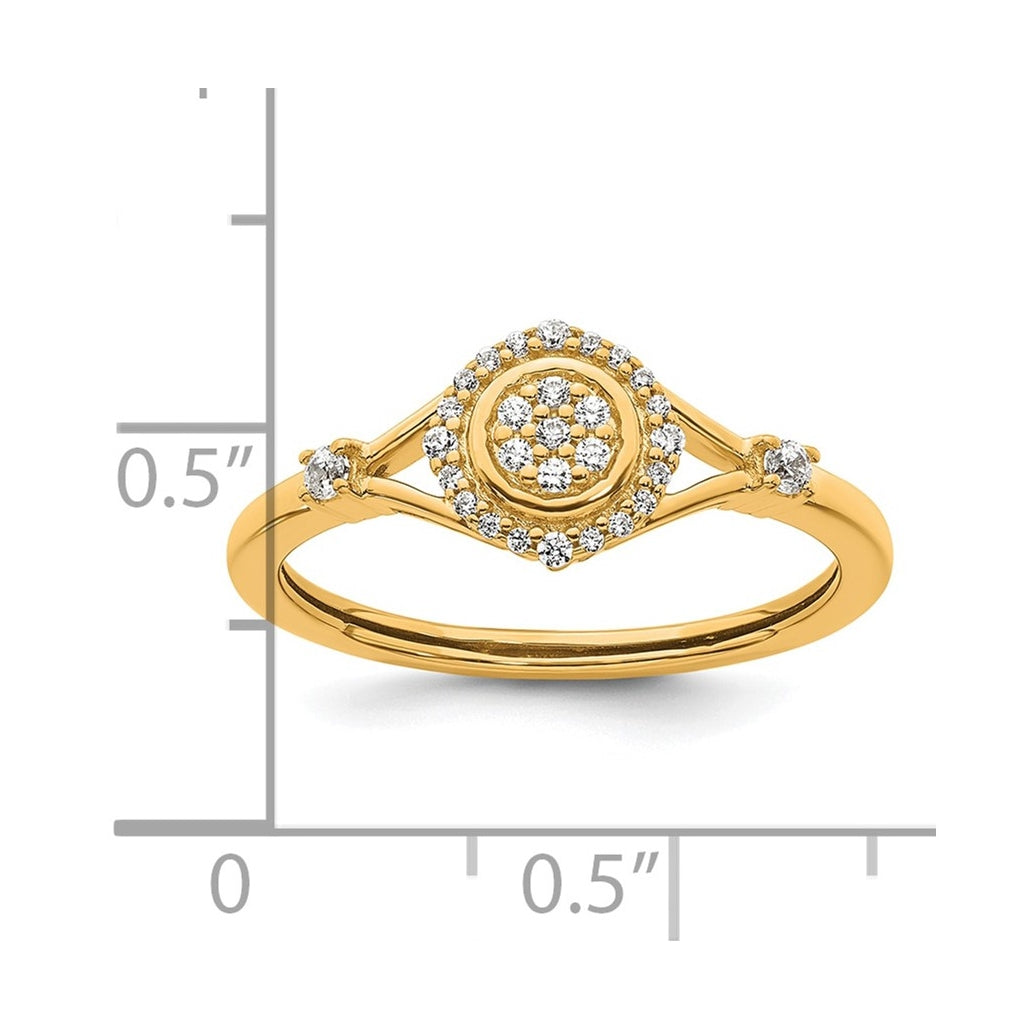 14K Yellow Or White Gold Complete Diamond Round Cluster Halo Engagement Ring