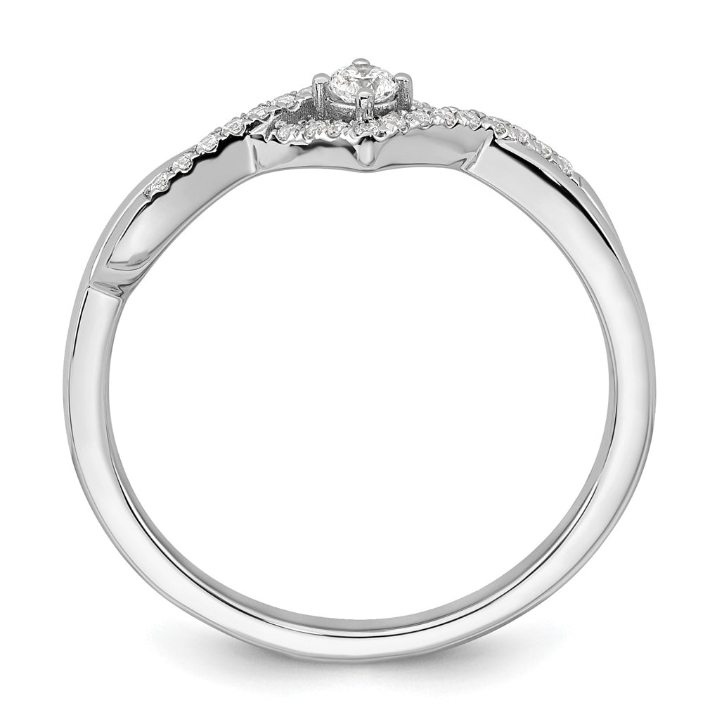14k White Gold Complete Diamond CrissCross Promise Ring