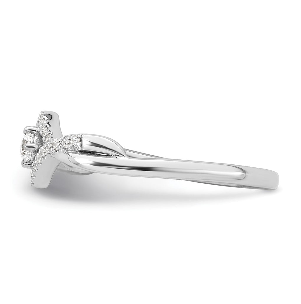 14k White Gold Complete Diamond CrissCross Promise Ring