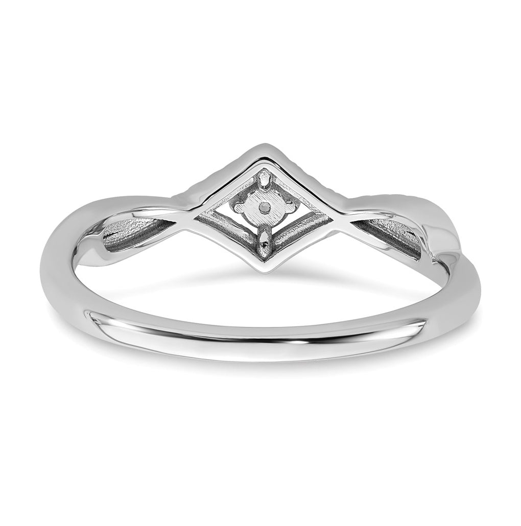 14k White Gold Complete Diamond CrissCross Promise Ring
