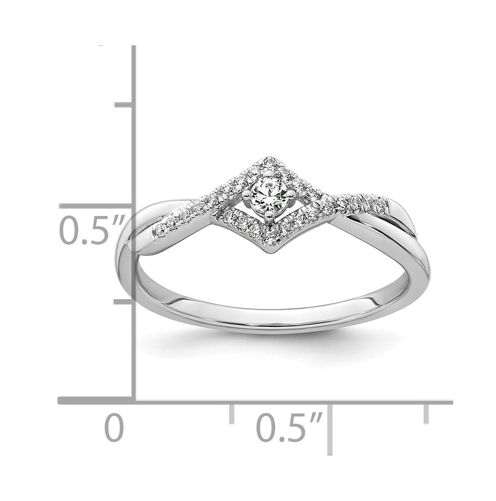 14k White Gold Complete Diamond CrissCross Promise Ring