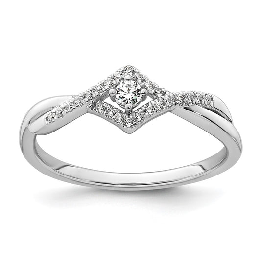 14k White Gold Complete Diamond CrissCross Promise Ring