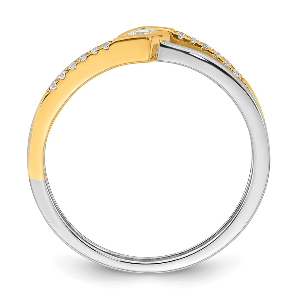 14K Two-tone Complete Diamond Promise Ring