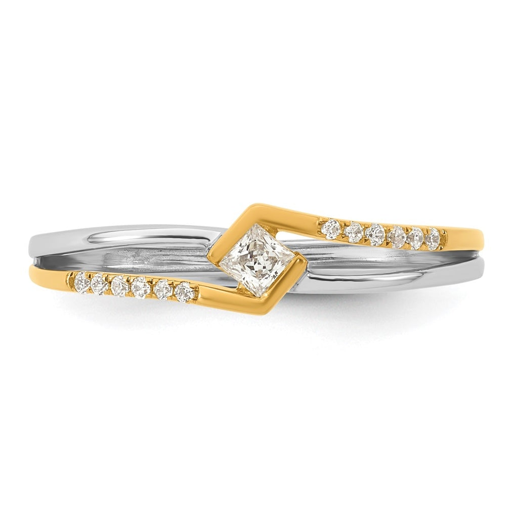14K Two-tone Complete Diamond Promise Ring