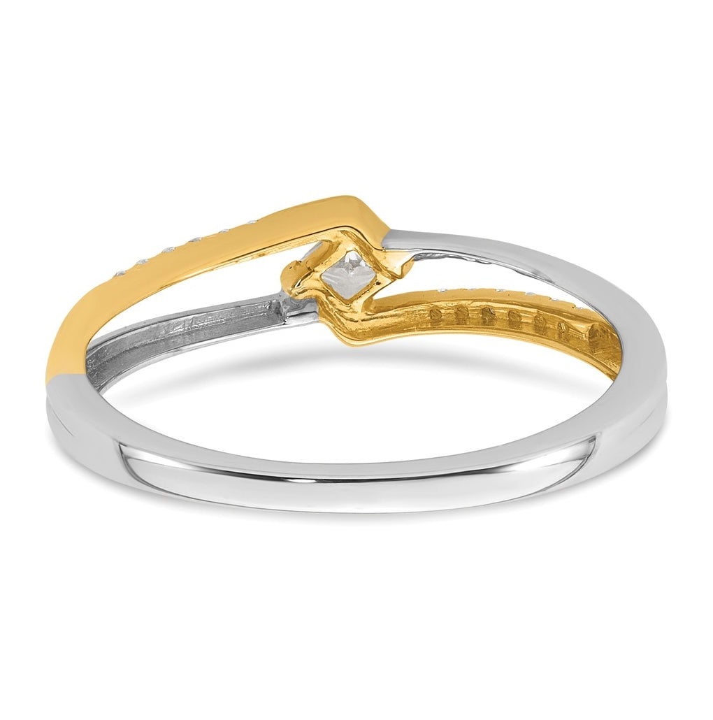 14K Two-tone Complete Diamond Promise Ring