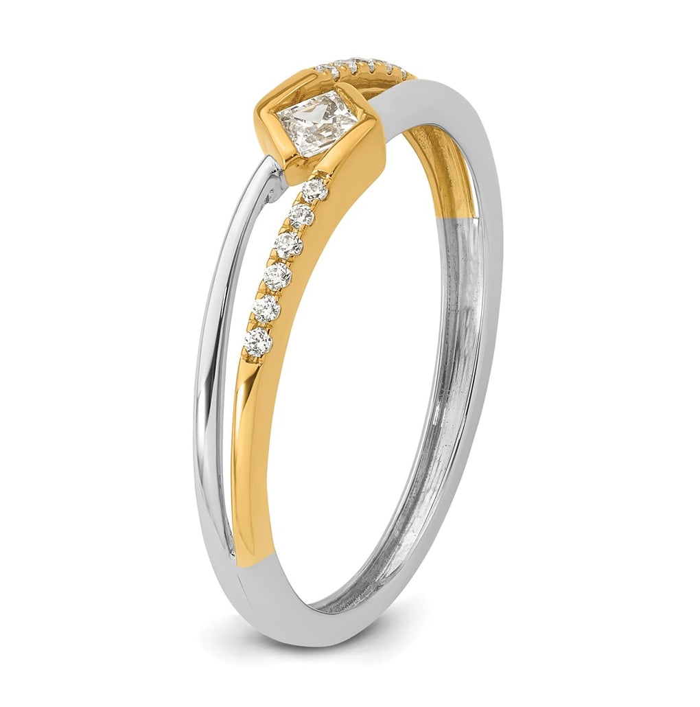 14K Two-tone Complete Diamond Promise Ring