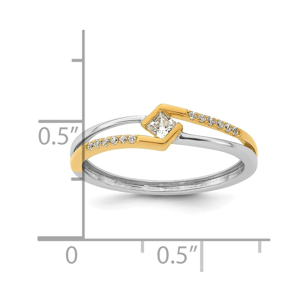 14K Two-tone Complete Diamond Promise Ring
