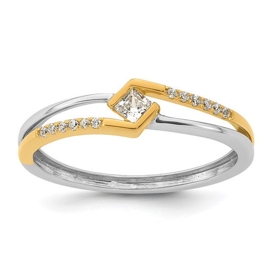 14K Two-tone Complete Diamond Promise Ring