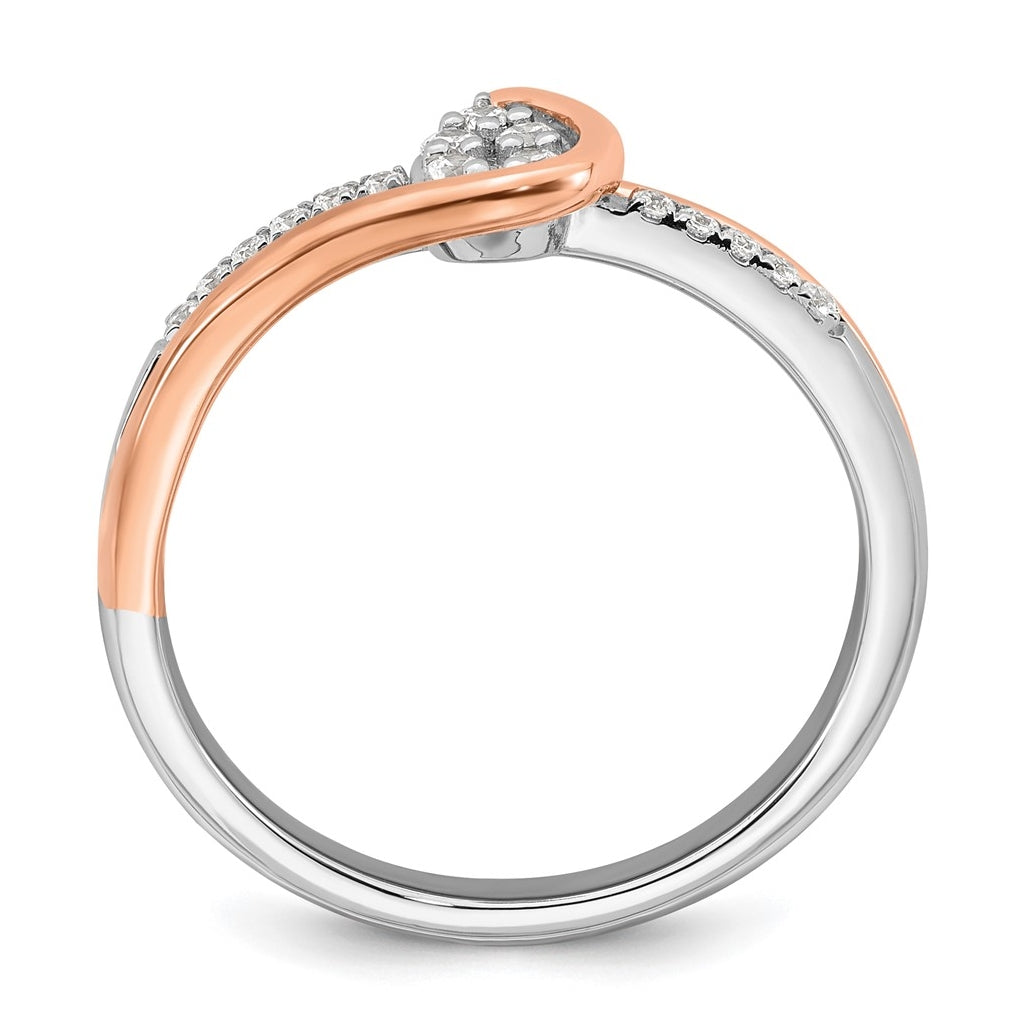 14k Two-tone Complete Diamond Cluster Teardrop Engagement Ring