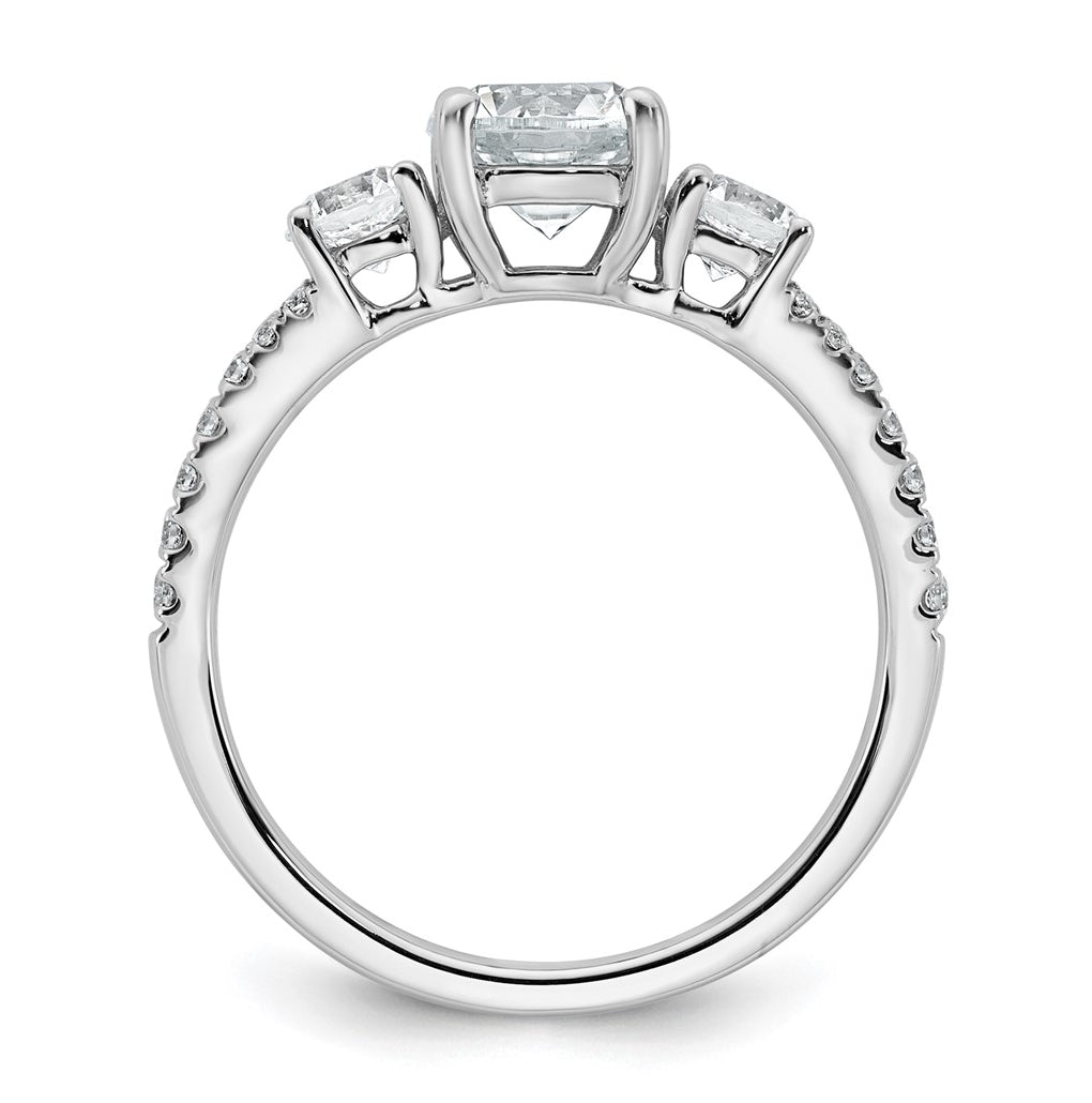True Origin 14k White Gold 1 5/8 carat Certified Lab Grown Diamond VS+ F+ Round Complete Three Stone Engagement Ring