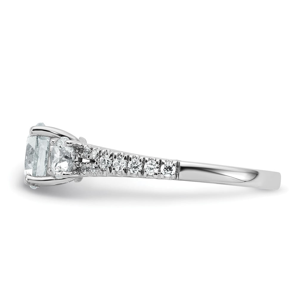 True Origin 14k White Gold 1 5/8 carat Lab Grown Diamond VS+ F+ Round Complete Three Stone Engagement Ring