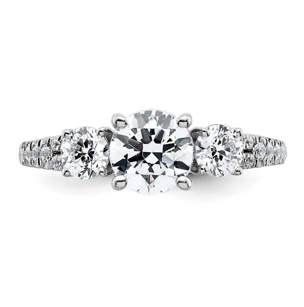 True Origin 14k White Gold 1 5/8 carat Certified Lab Grown Diamond VS+ F+ Round Complete Three Stone Engagement Ring