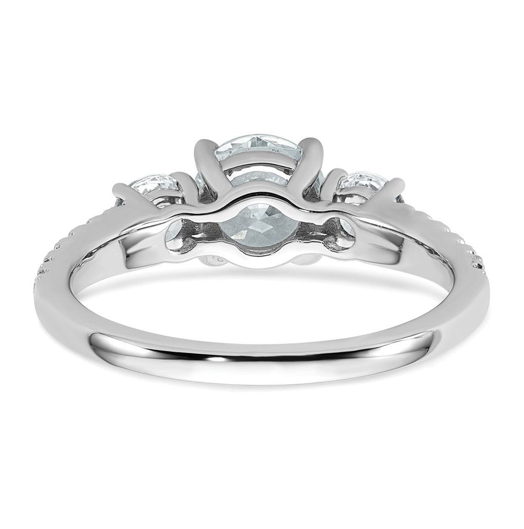 True Origin 14k White Gold 1 5/8 carat Lab Grown Diamond VS+ F+ Round Complete Three Stone Engagement Ring