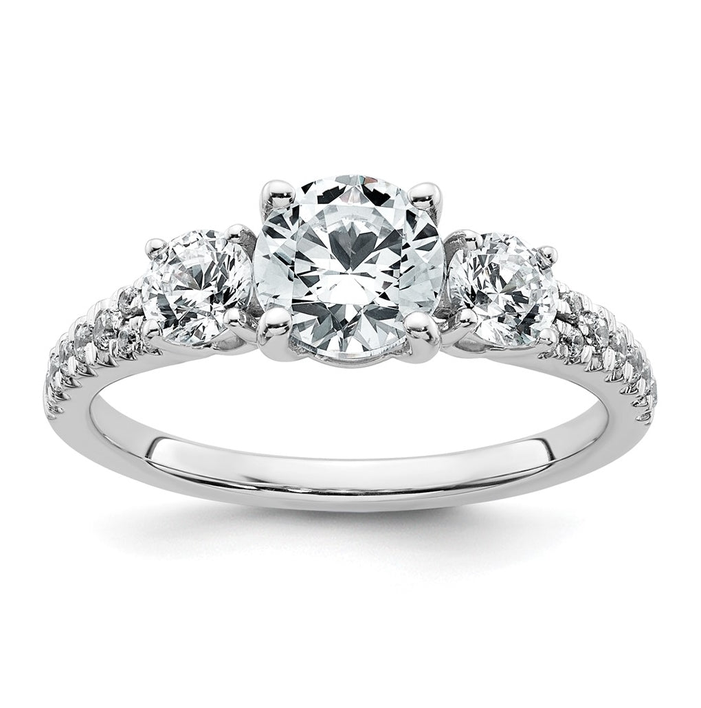True Origin 14k White Gold 1 5/8 carat Certified Lab Grown Diamond VS+ F+ Round Complete Three Stone Engagement Ring
