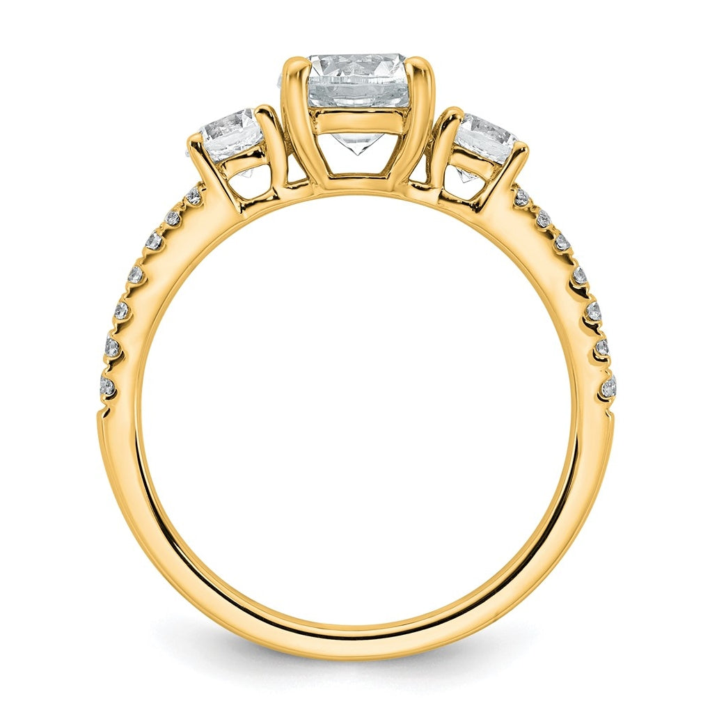 True Origin 14k Yellow Gold 1 5/8 carat Lab Grown Diamond VS+ F+ Round Complete Three Stone Engagement Ring