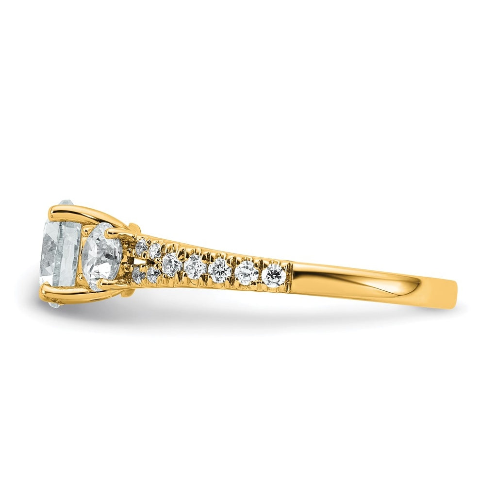 True Origin 14k Yellow Gold 1 5/8 carat Certified Lab Grown Diamond VS+ F+ Round Complete Three Stone Engagement Ring