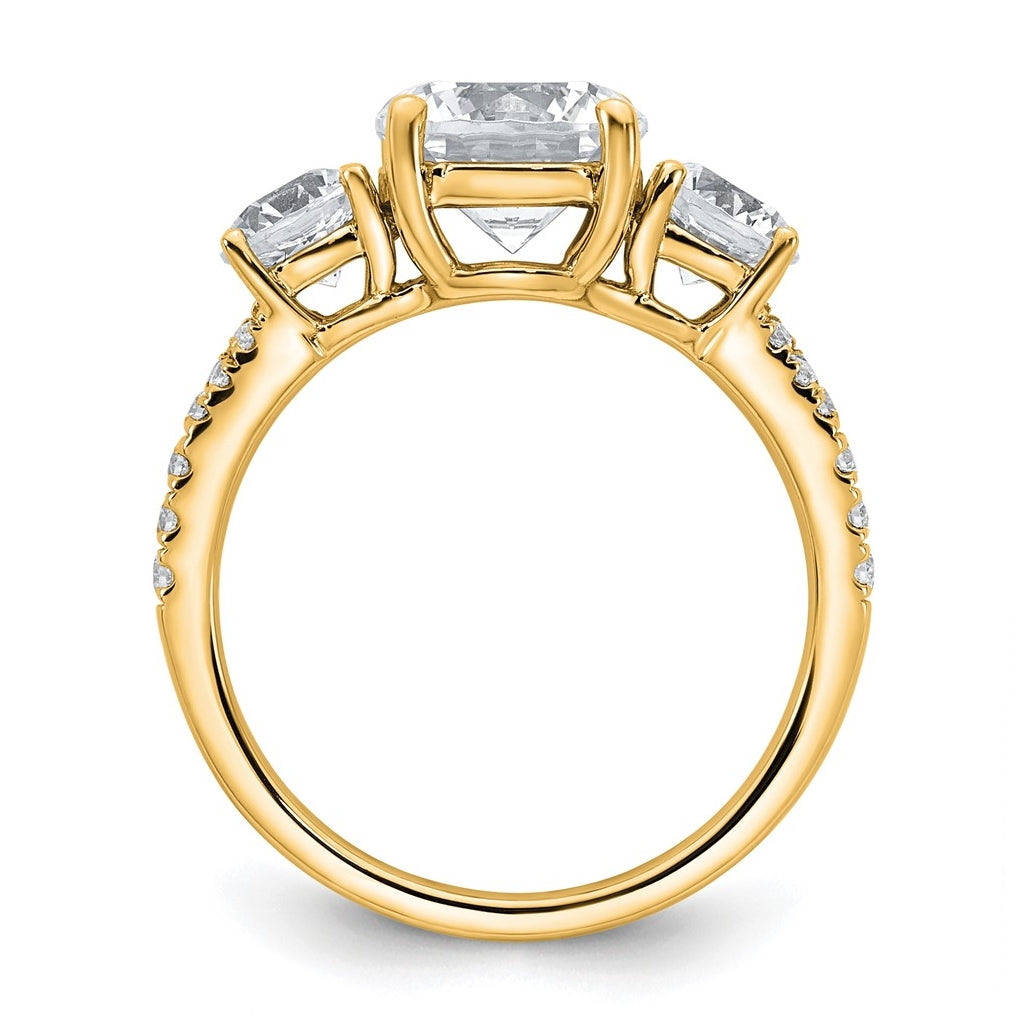 True Origin 14k Yellow Gold 3 1/5 carat Lab Grown Diamond VS+ F+ Round Complete Three Stone Engagement Ring