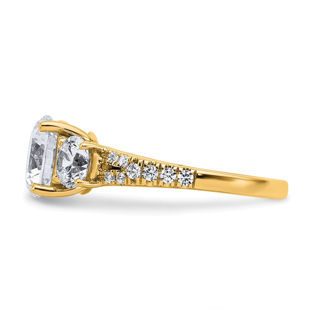 True Origin 14k Yellow Gold 3 1/5 carat Certified Lab Grown Diamond VS+ F+ Round Complete Three Stone Engagement Ring
