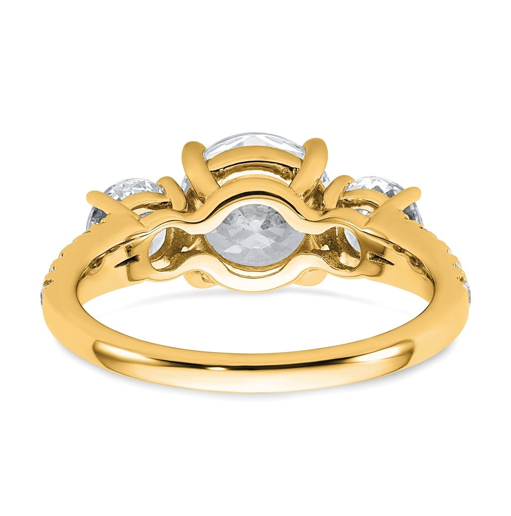 True Origin 14k Yellow Gold 3 1/5 carat Certified Lab Grown Diamond VS+ F+ Round Complete Three Stone Engagement Ring