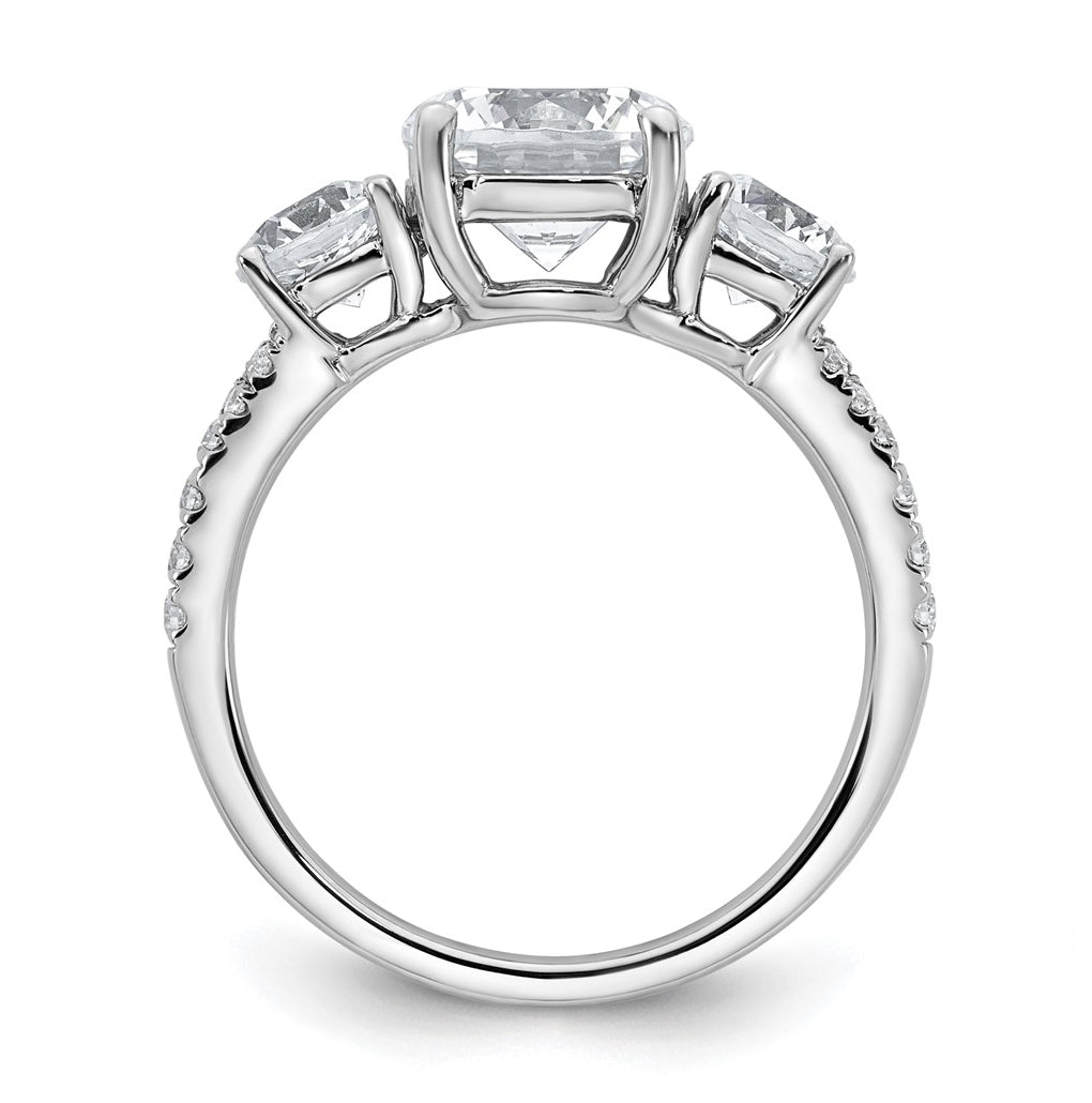 True Origin 14k White Gold 3 1/5 carat Certified Lab Grown Diamond VS+ F+ Round Complete Three Stone Engagement Ring
