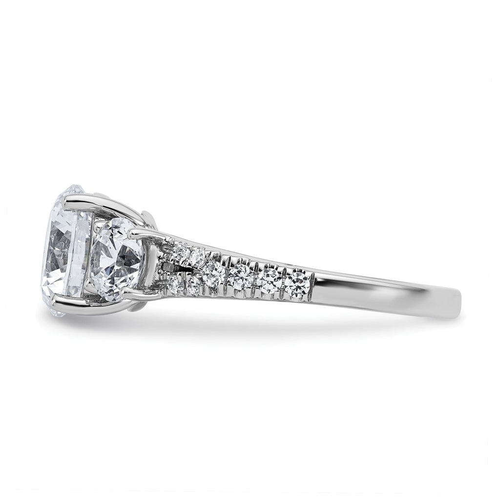 True Origin 14k White Gold 3 1/5 carat Certified Lab Grown Diamond VS+ F+ Round Complete Three Stone Engagement Ring