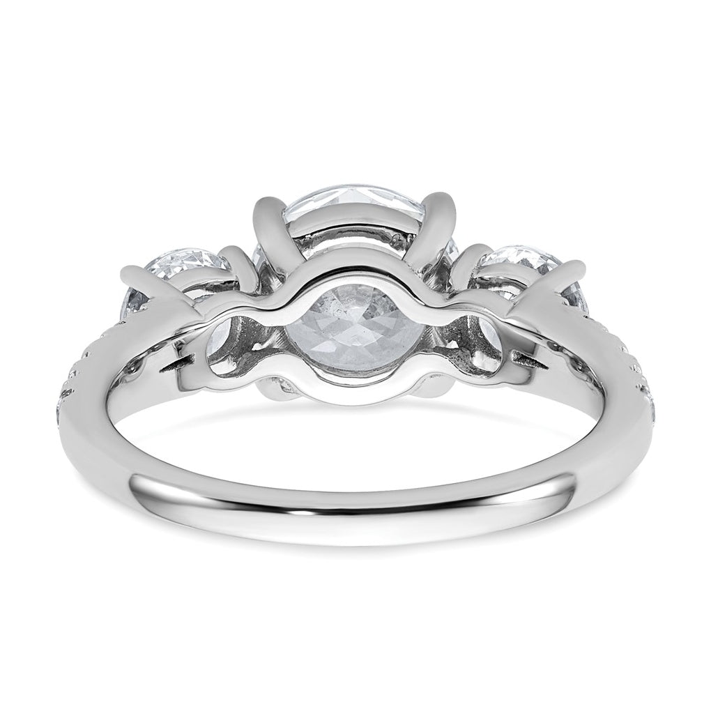 True Origin 14k White Gold 3 1/5 carat Certified Lab Grown Diamond VS+ F+ Round Complete Three Stone Engagement Ring