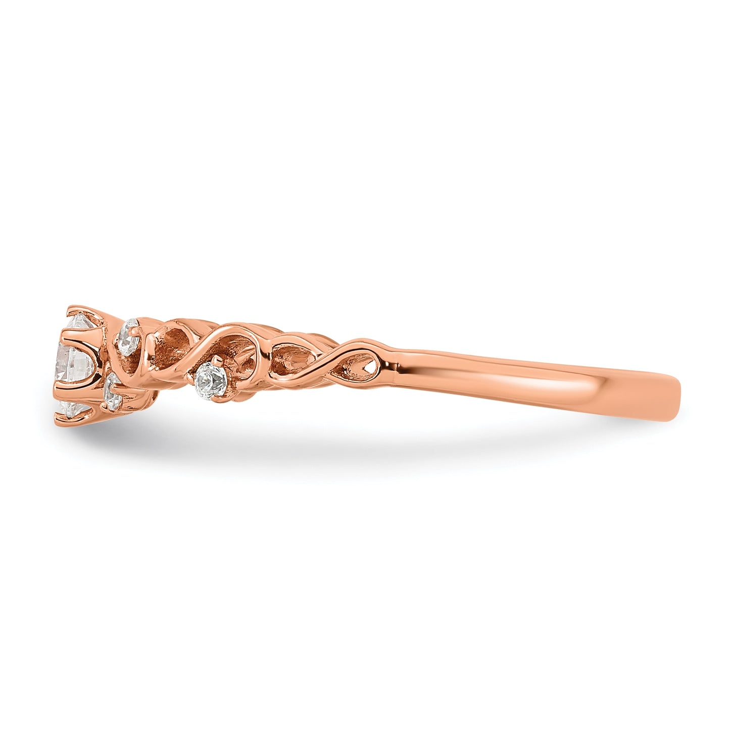 14K Yellow Or Rose Gold Polished Complete Diamond Infinity Design Promise Ring