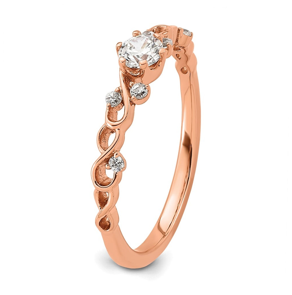 14K Yellow Or Rose Gold Polished Complete Diamond Infinity Design Promise Ring