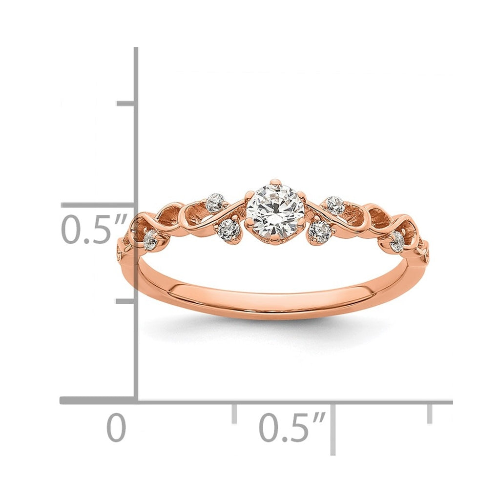 14K Yellow Or Rose Gold Polished Complete Diamond Infinity Design Promise Ring