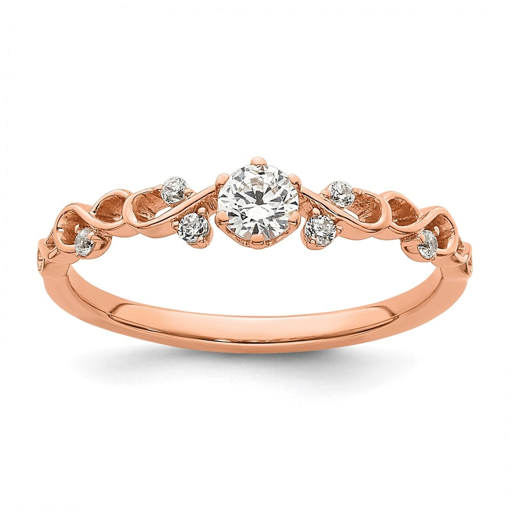 14K Yellow Or Rose Gold Polished Complete Diamond Infinity Design Promise Ring
