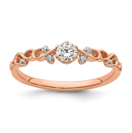 14K Yellow Or Rose Gold Polished Complete Diamond Infinity Design Promise Ring