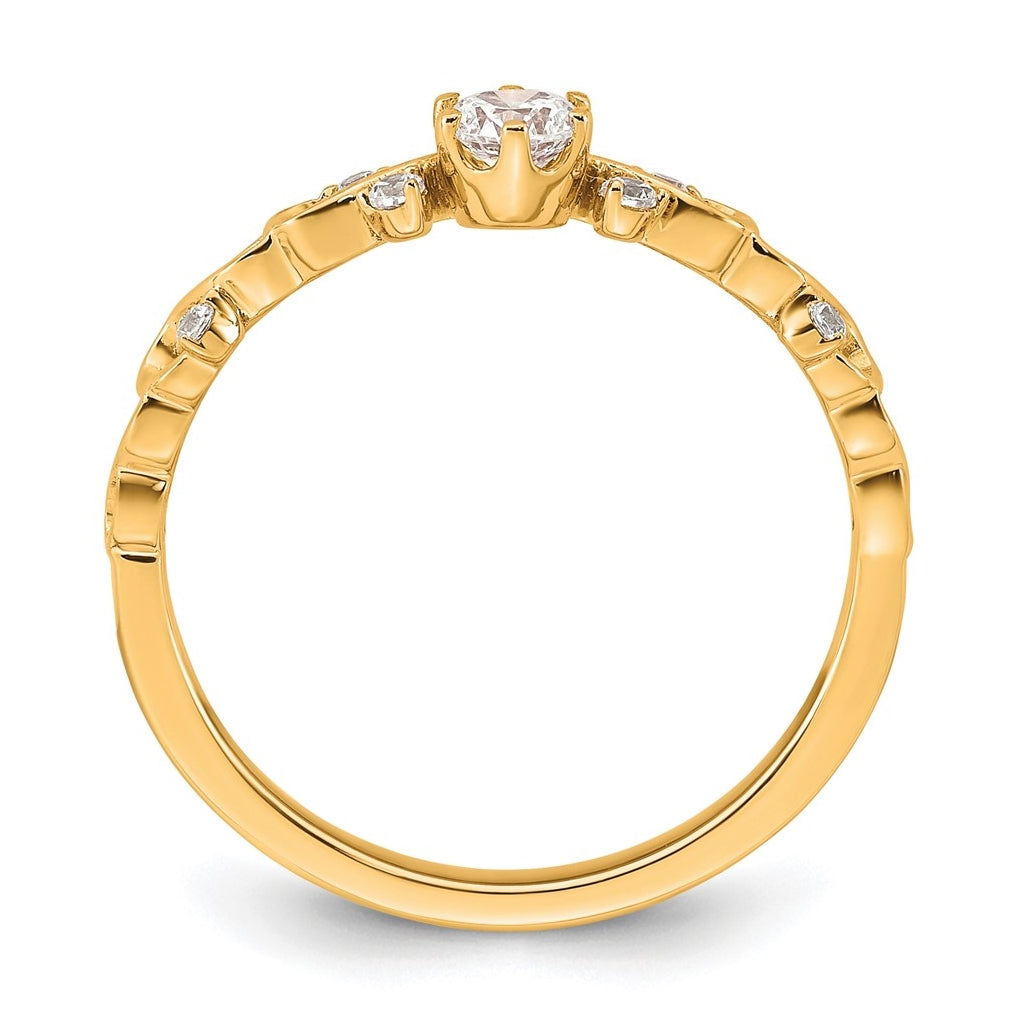 14K Yellow Or Rose Gold Polished Complete Diamond Infinity Design Promise Ring
