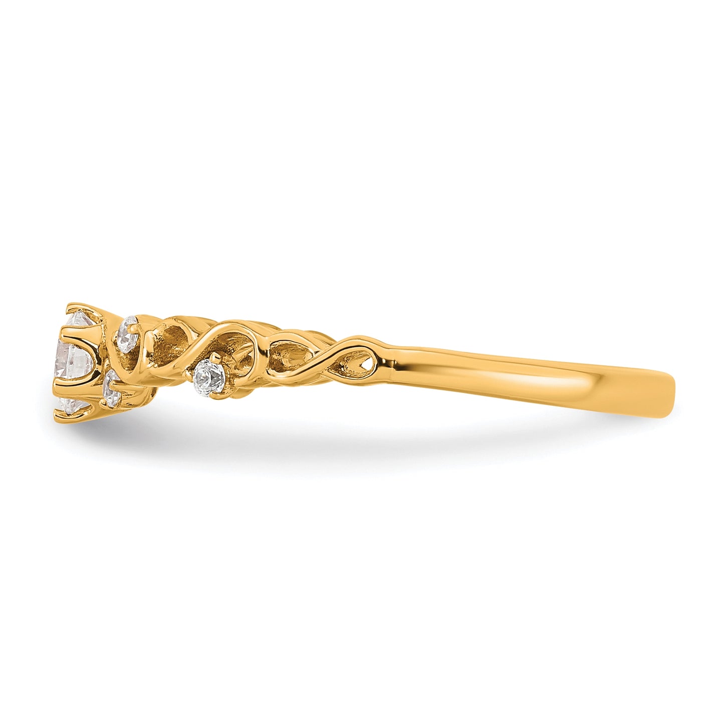 14K Yellow Or Rose Gold Polished Complete Diamond Infinity Design Promise Ring