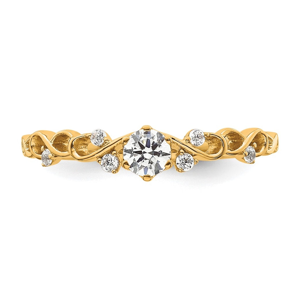14K Yellow Or Rose Gold Polished Complete Diamond Infinity Design Promise Ring