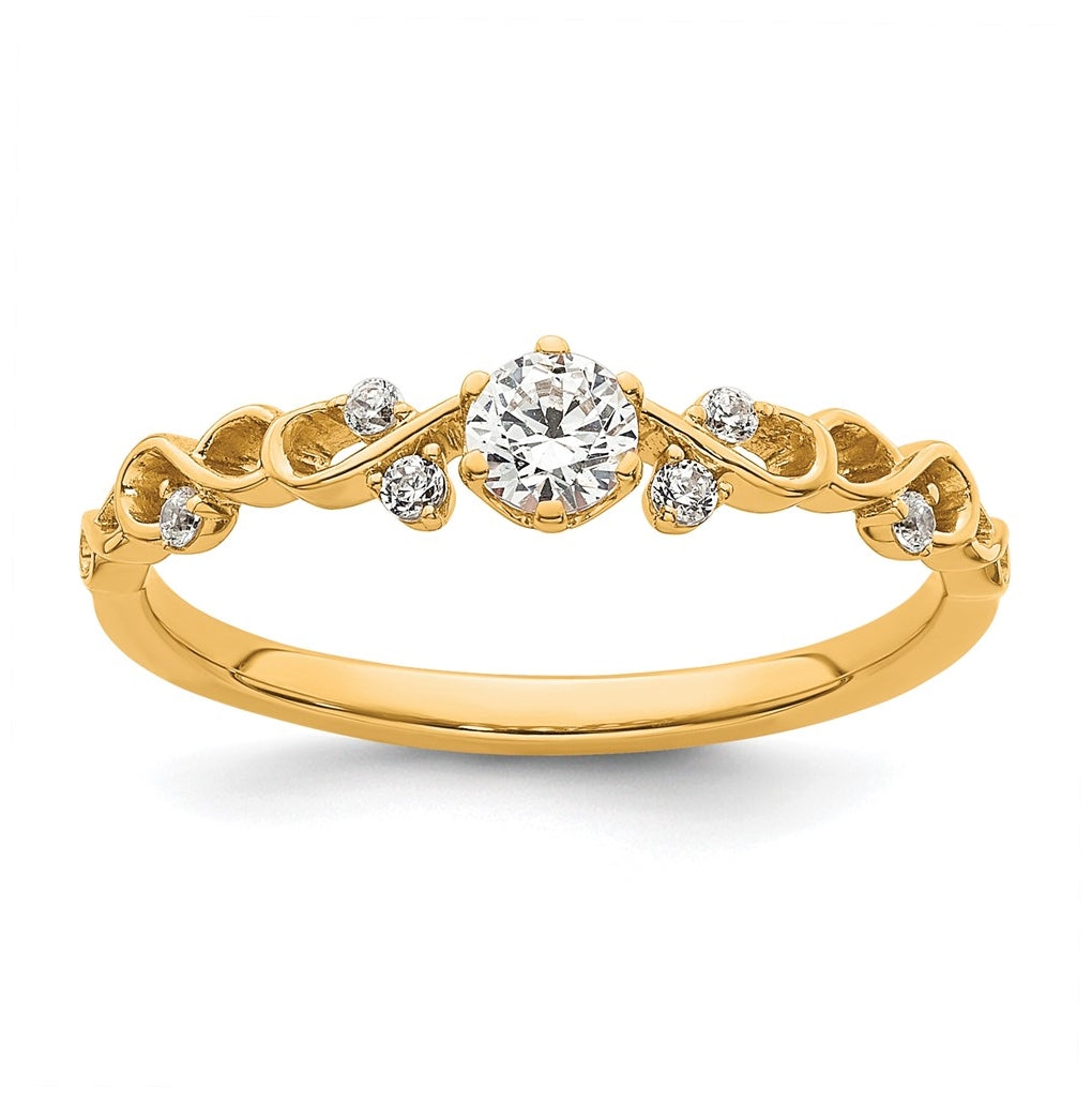 14K Yellow Or Rose Gold Polished Complete Diamond Infinity Design Promise Ring