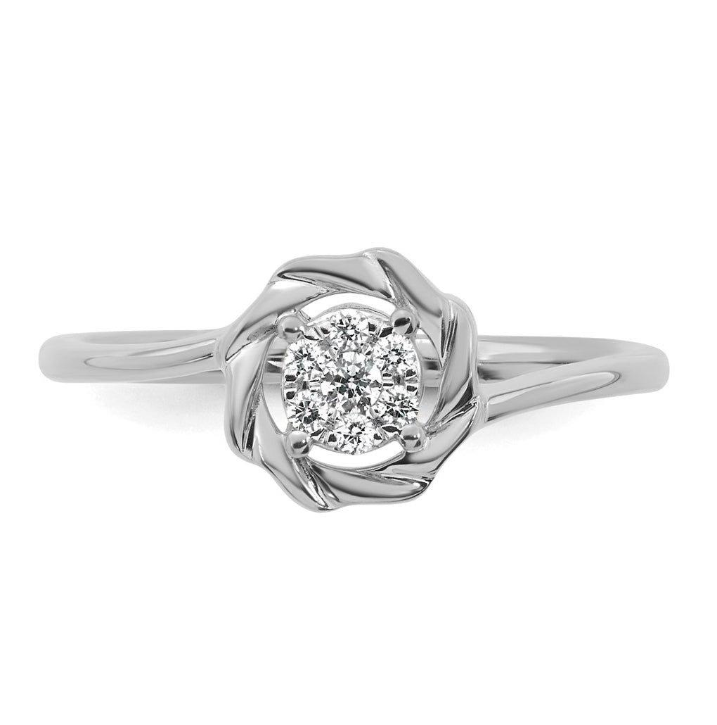 14K Yellow Or White Gold Complete Diamond Cluster Round Engagement Ring