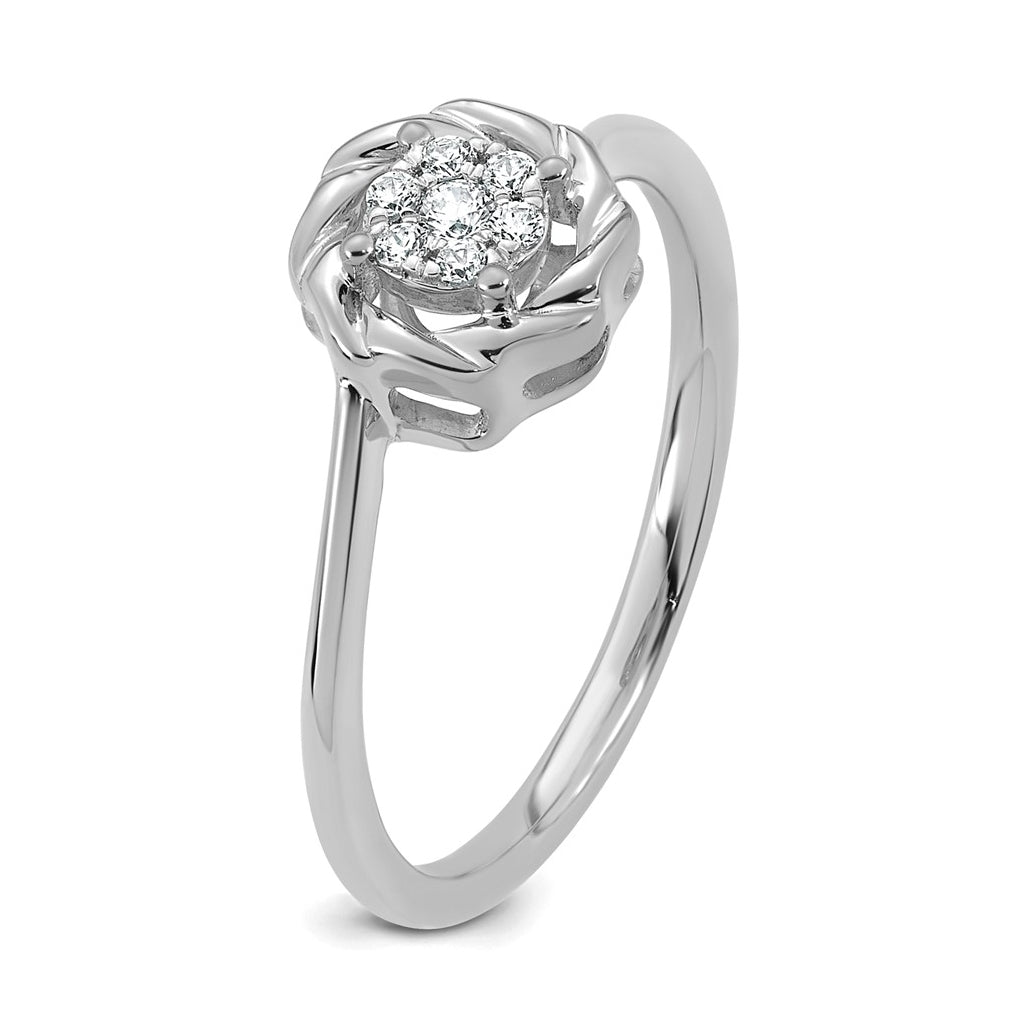14K Yellow Or White Gold Complete Diamond Cluster Round Engagement Ring