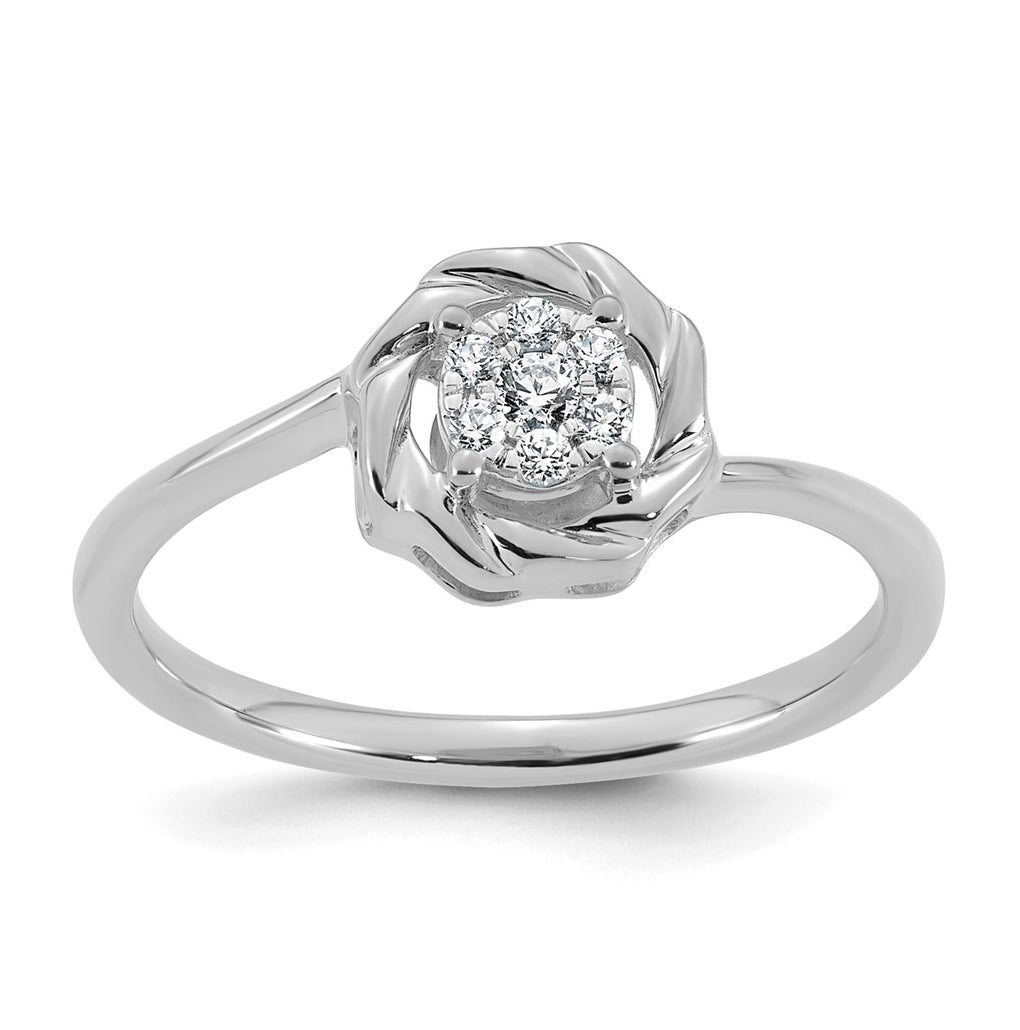 14K Yellow Or White Gold Complete Diamond Cluster Round Engagement Ring