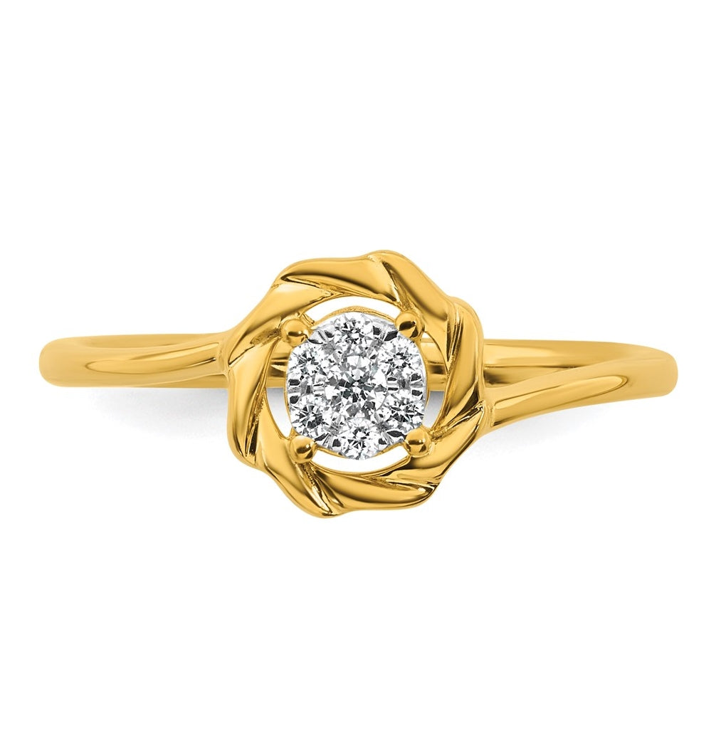 14K Yellow Or White Gold Complete Diamond Cluster Round Engagement Ring